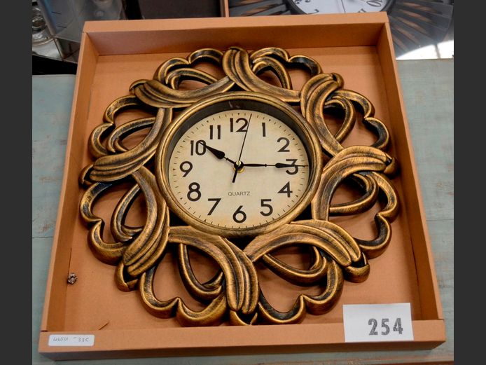 ORNATE "GILT" PLASTIC WALL CLOCK, 40cm Diameter