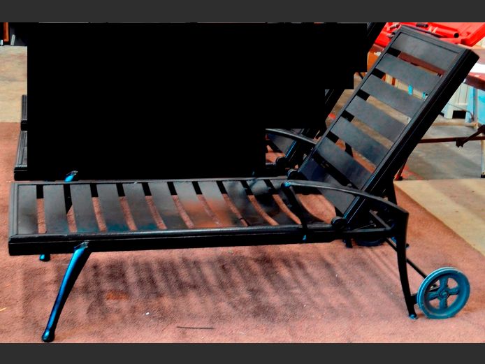 BLACK PAINTED CAST ALUMINIUM POOL LOUNGER