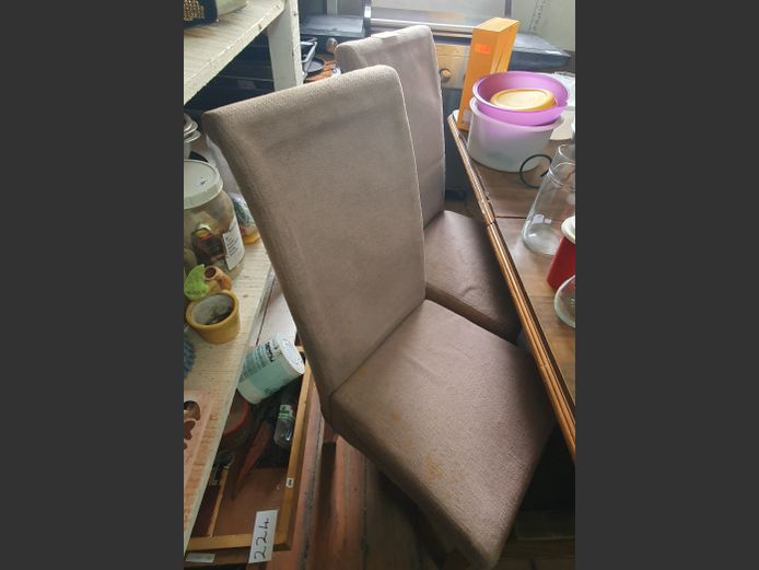 PAIR GREY UPHOLSTERED DINING CHAIRS