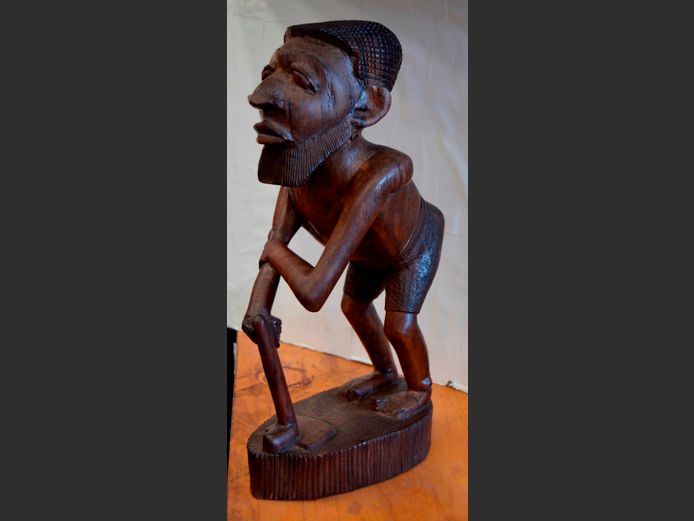 CARVED AFRICAN MAN, 47cm High