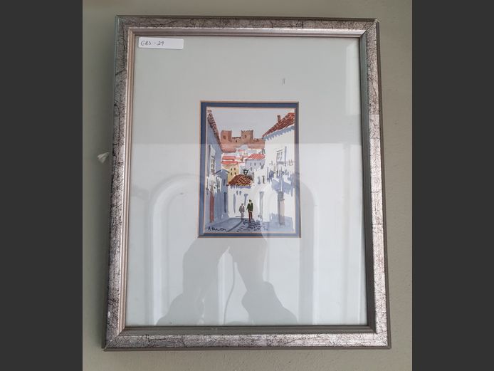 FRAMED WATERCOLOUR "STREET SCENE"