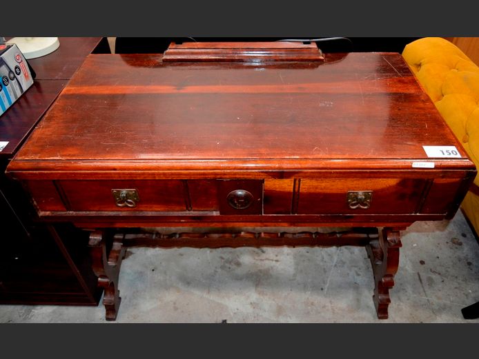 IMBUIA 2-DRAWER DRESSING TABLE [No mirror], 100 x 52 x 77cm [Needs some TLC]