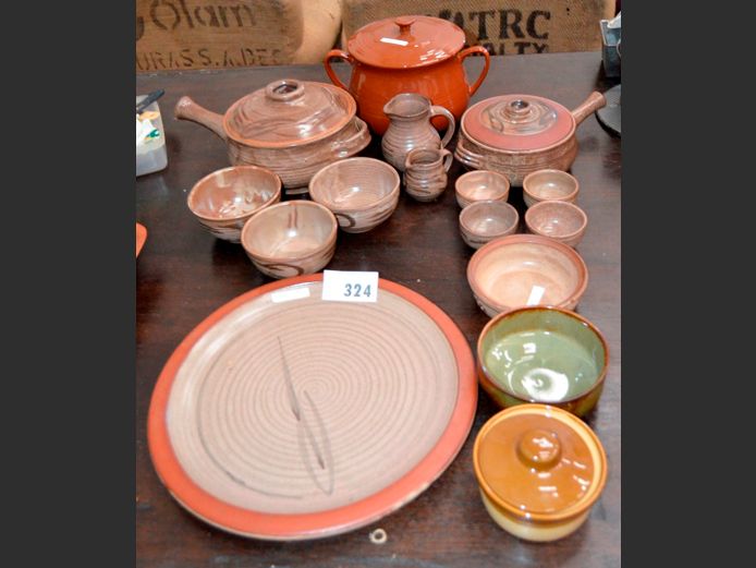STONEWARE: TUREENS, BOWLS, DIPPING BOWLS, etc