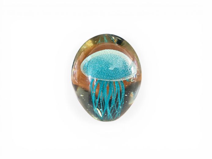 Art Glass Jellyfish Paperweight – Aqua