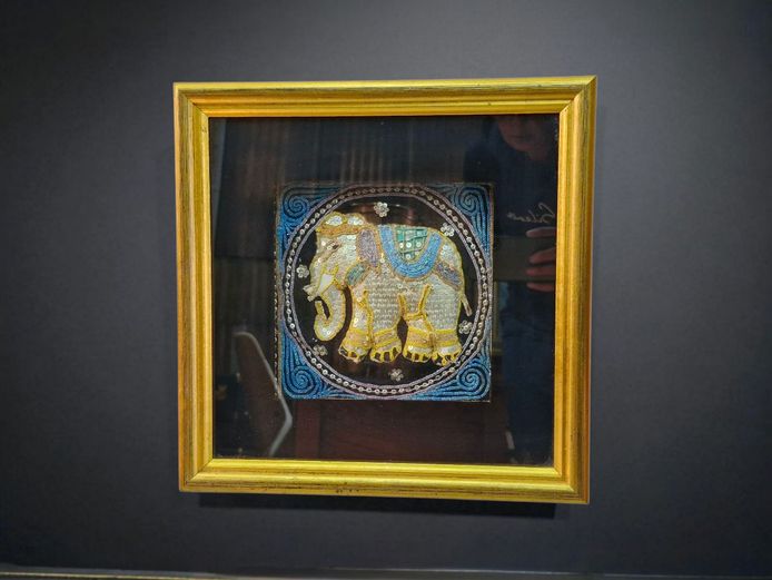 Traditional Burmese Kalaga Tapestry Framed