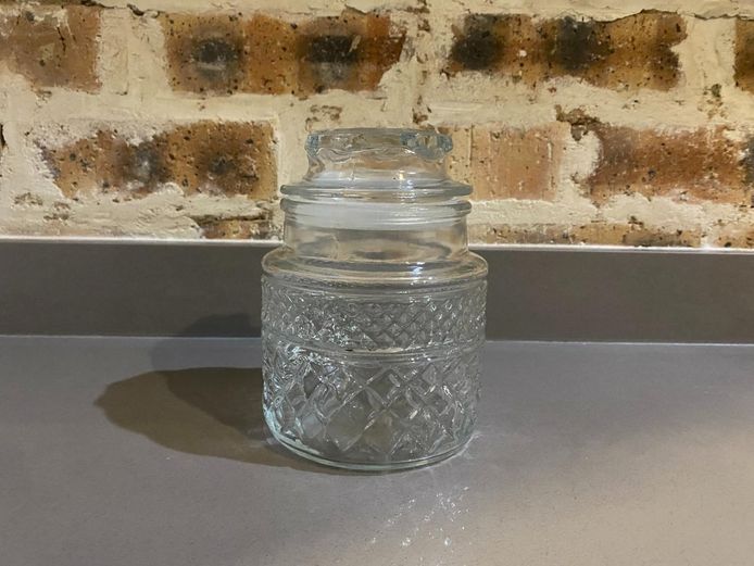 Vintage Diamond Pattern Glass Storage Jar