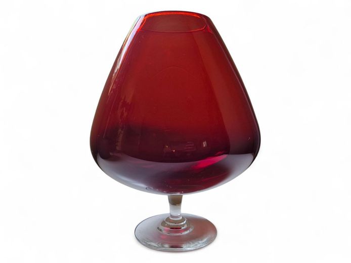 Vintage Hand Blown Ruby Red Goblet Style Vase