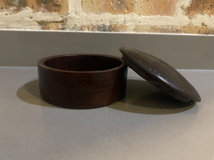 Vintage Round Wooden Trinket Box