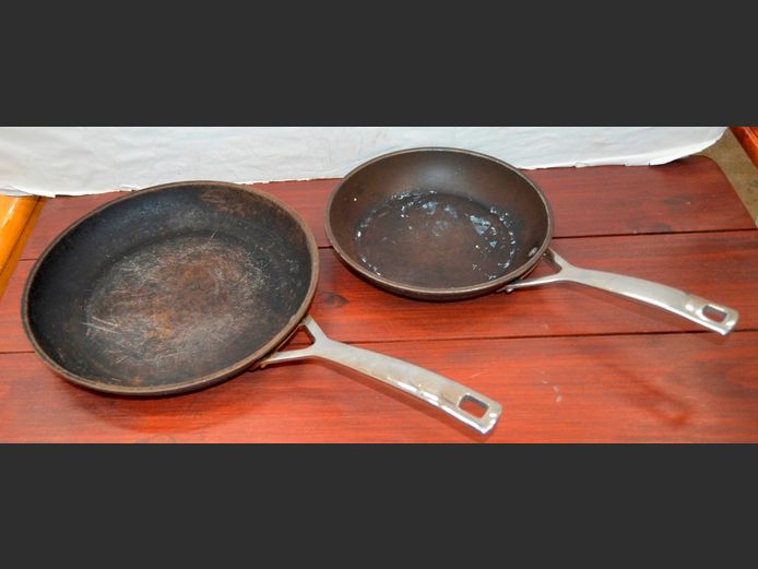 LOT OF 2: LE CREUSET FRYING PANS, 29cm Diameter & 23cm Diameter [Scratched]