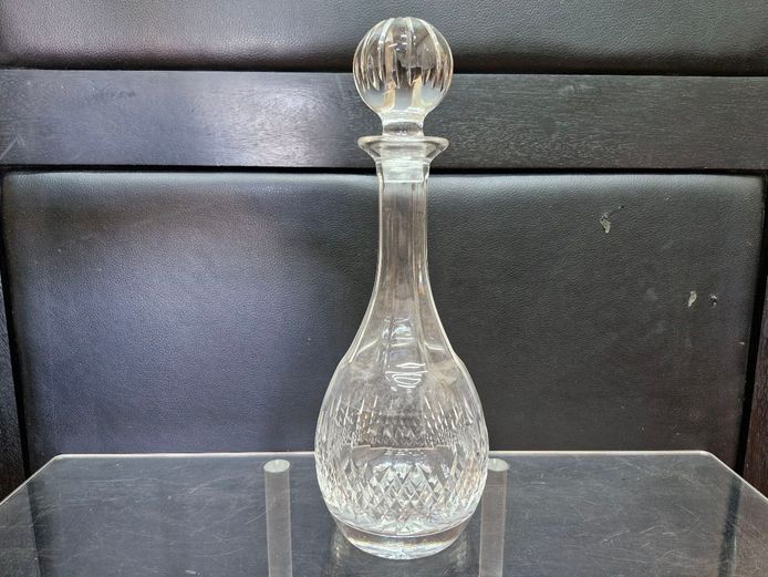 vintage Heavy Crystal Decanter with All Glass Stopper