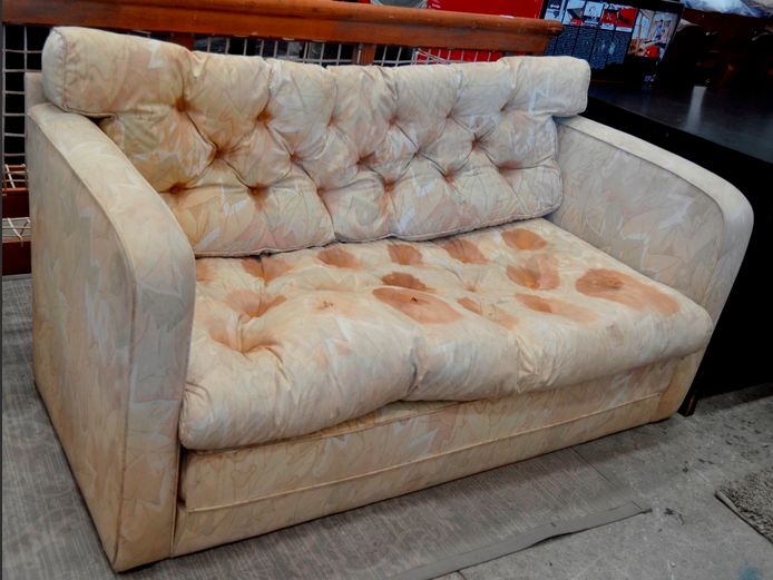 UPHOLSTERED 2-SEATER SLEEPER COUCH, 160 x 80cm [Needs re-covering]