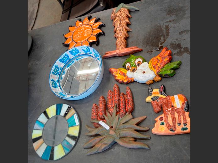 POTTERY WALL ART, OVAL CERAMIC MIRROR BOWL, etc