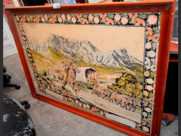 FRAMED TAPESTRY "WESTERN SCENE", 140 x 96cm