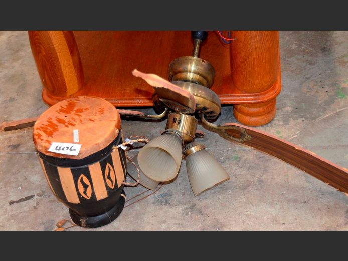 AFRICAN DRUM & A CEILING FAN [Untested]