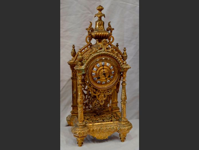 BAROQUE STYLE FRENCH MANTLE CLOCK, 24 x 17 x 52cm
