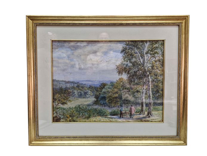 James W. Milliken (British, active 1887–1930) – Pastoral Landscape with Figures, Dated 1888