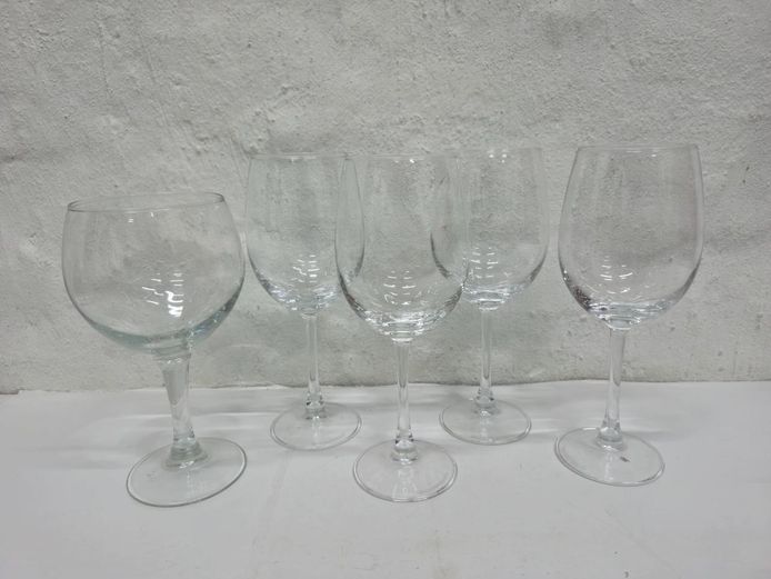 5-Piece Clear Stemmed Glassware Wine Glasses