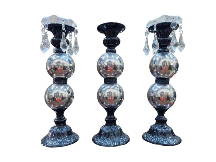 Elegant Stainless Steel & Ceramic Candlesticks