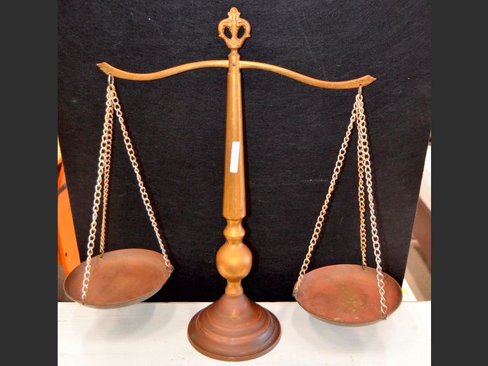 ANTIQUE BRASS SCALE, 40cm Long x 51cm High