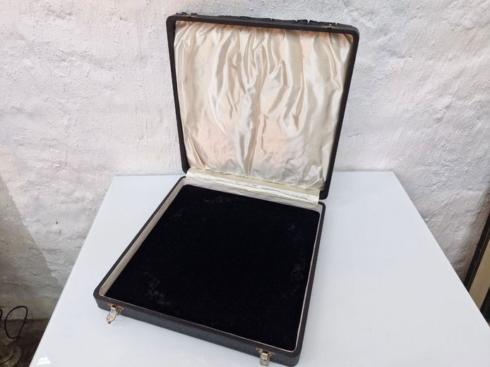 Vintage Silk and Velvet Lined Presentation Case with Textured Faux-Leather Exterior