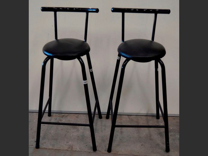 PAIR METAL BAR CHAIRS, 71cm High
