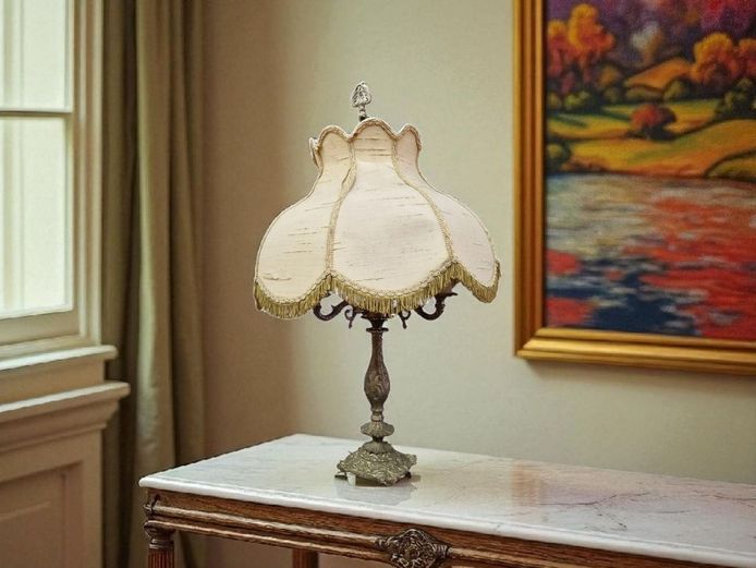19th Century 3-Arm Ornate Heavy Brass Lamp