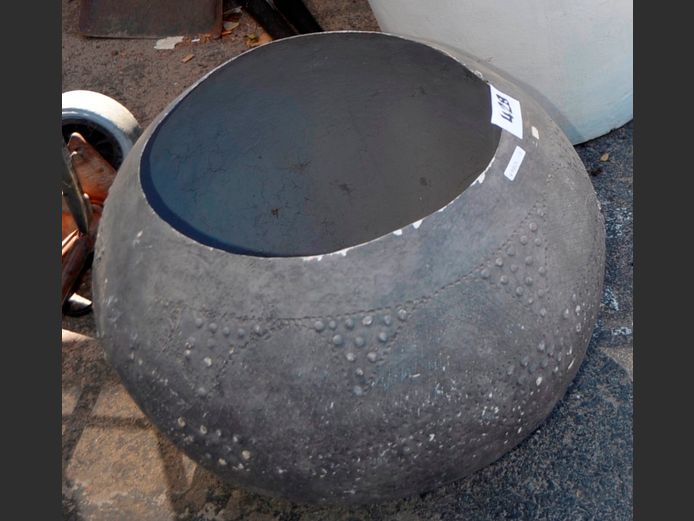 GREY GLASS FIBRE PLANT POT, 55cm Diameter x 43cm High