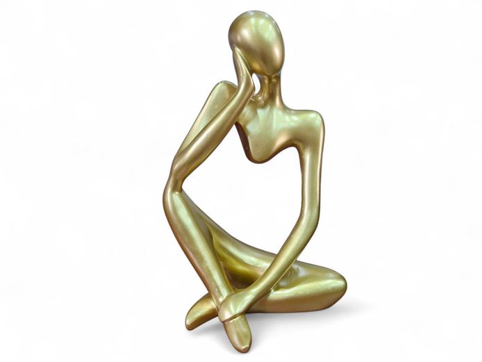 Golden Thinker Resin Sculpture – Modern Abstract Decor