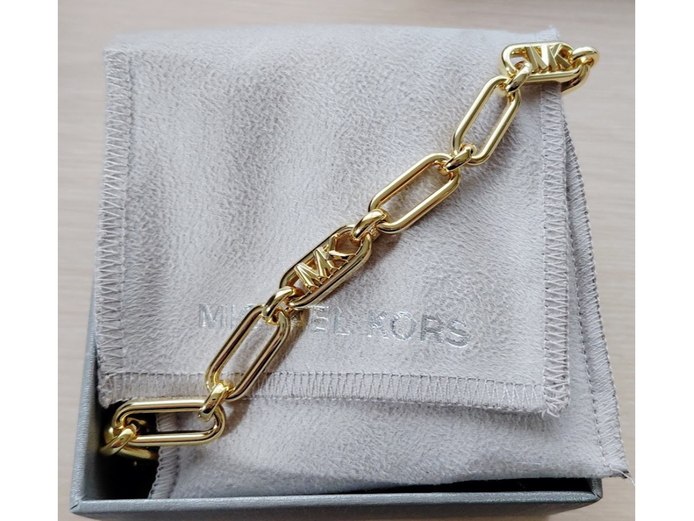 MICHAEL KORS PREMIUM LINK 14K GOLD-PLATED EMPIRE LINK CHAIN NECKLACE 