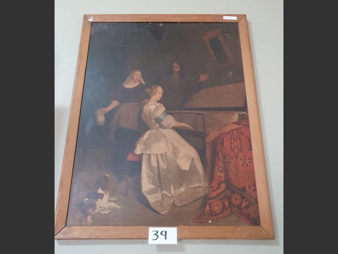VINTAGE FRAMED PRINT "THE PIANO LESSON", 50 x 63cm