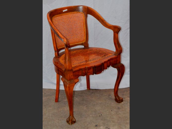 STINKWOOD BALL & CLAW & RATTAN ARMCHAIR