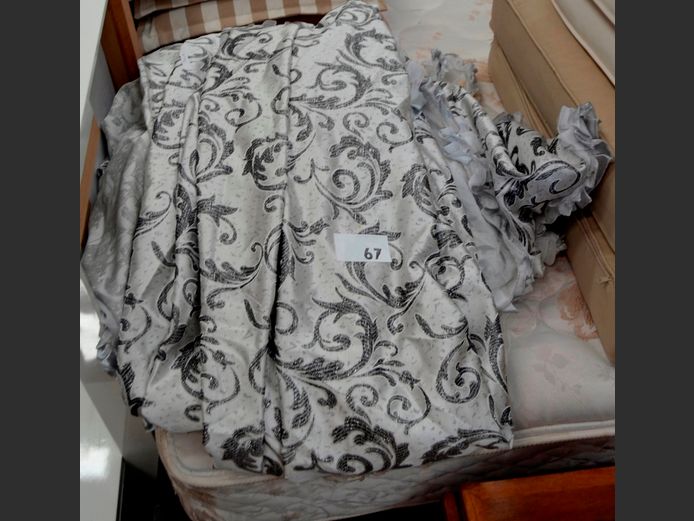 PAIR BLACK & SILVER CURTAINS