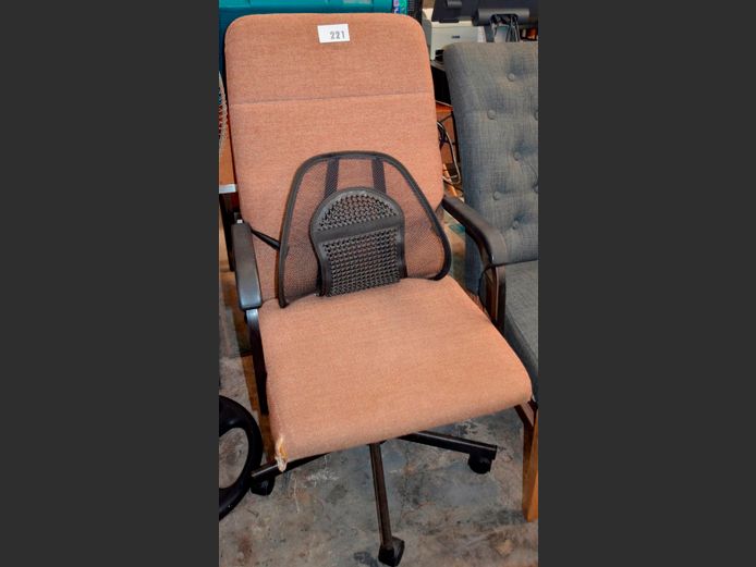 BROWN SWIVEL OFFICE CHAIR [Fabric torn in places]