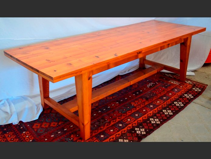 OREGON PINE 12-SEATER DINING TABLE, 249 x 90 x 75cm