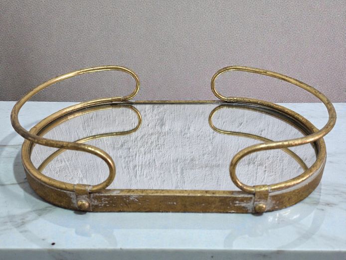 Decorative Gold Metal Mirror Tray