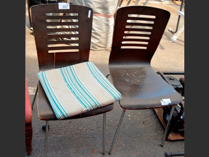 PAIR DINING CHAIRS, 40 x 40 x 59cm [Scuffed, 1 chair damaged]