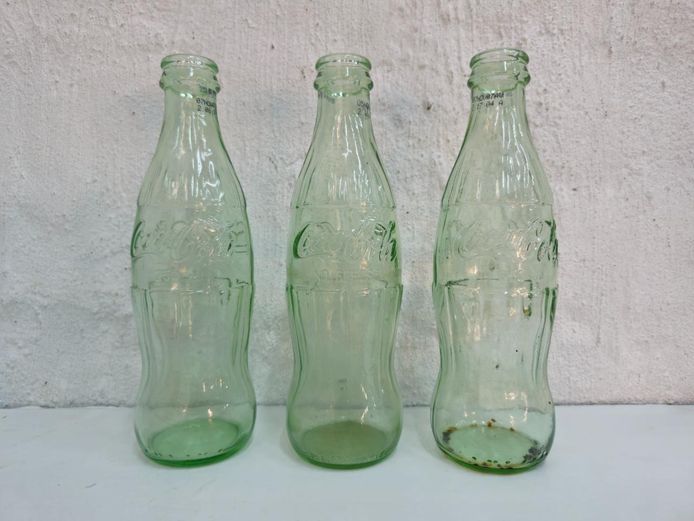 Vintage Green Glass Coca-Cola Contour Bottles