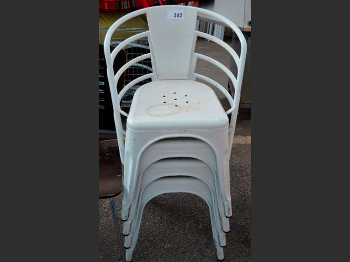 SET OF 4 GREY METAL ARMCHAIRS