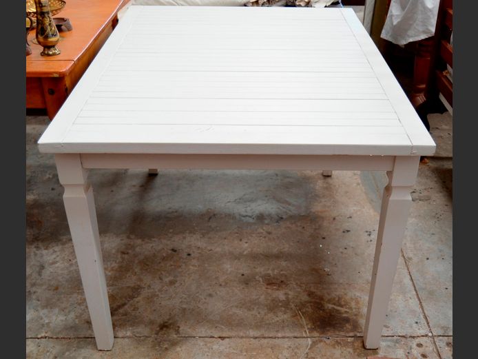 WHITE 6-SEATER GLASS TOP DINING TABLE, 120 x 90 x 74cm
