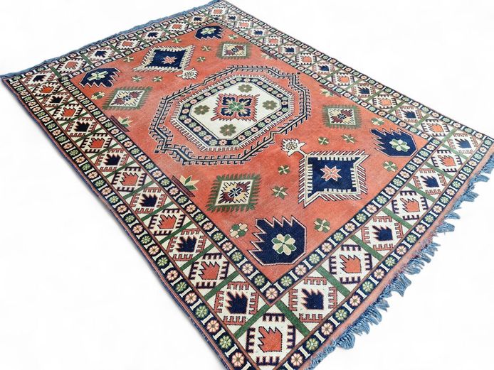 Vintage Persian Carpet with Geometric Pattern