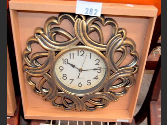 ORNATE "GILT" PLASTIC WALL CLOCK, 40cm Diameter
