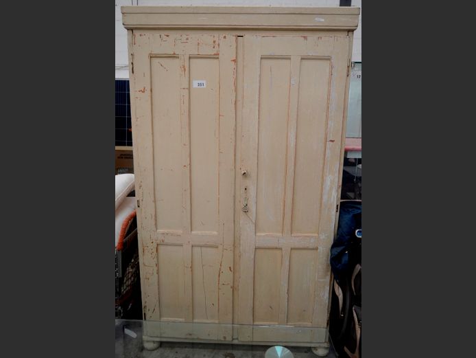 OAK UNDER CREAM PAINT TECHNIQUE 2-DOOR CUPBOARD [No shelves], 124 x 62 x 209cm