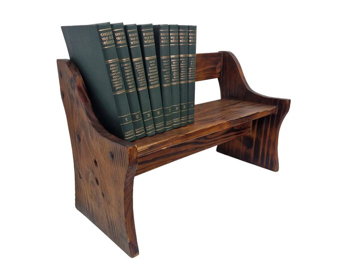Vintage Solid Wood Tabletop Bench & Bookstand