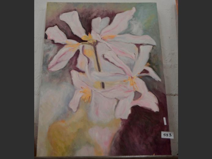 UNFRAMED OIL ON CANVAS "FLOWERS", 110 x 75cm