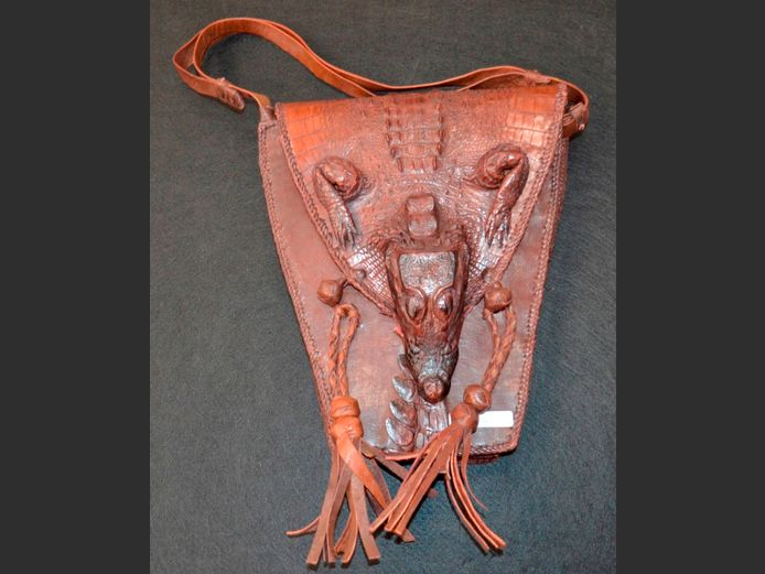 HAND CRAFTED CROCODILE HIDE HANDBAG, 29 x 25cm
