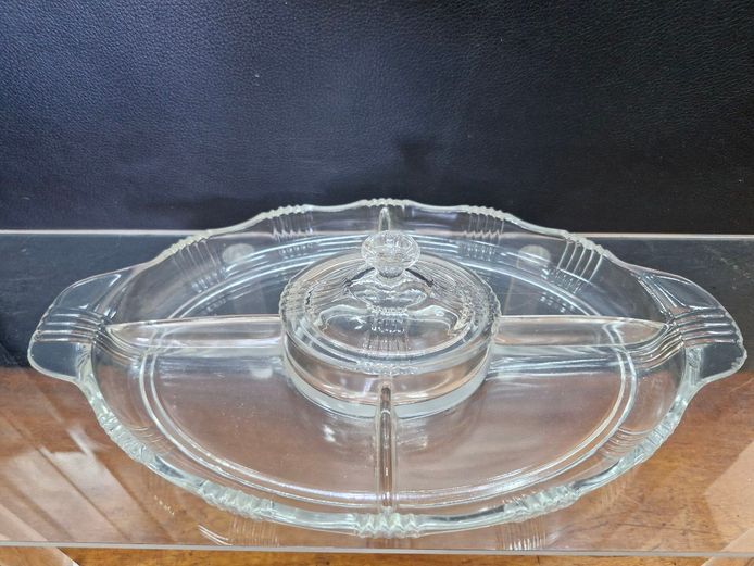 Vintage Clear Glass Relish Serving Dish