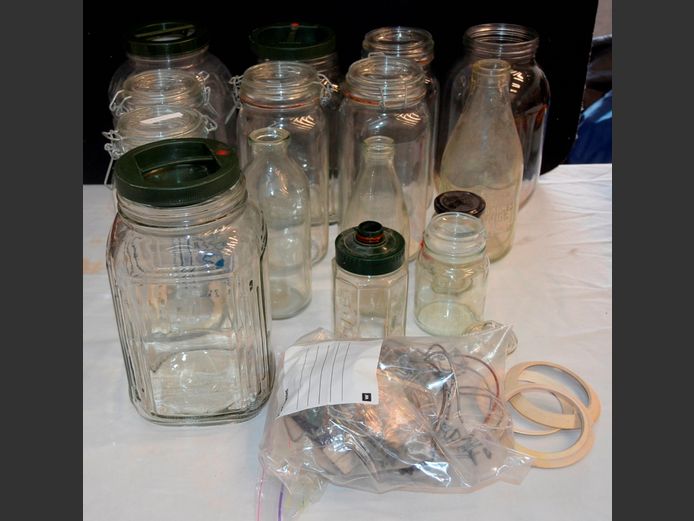 ASSORTED CLIP-TOP PICKLE JARS, etc