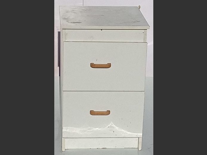 WHITE  2-DRAWER BEDSIDE PEDESTAL, 47 x 47 x 74cm