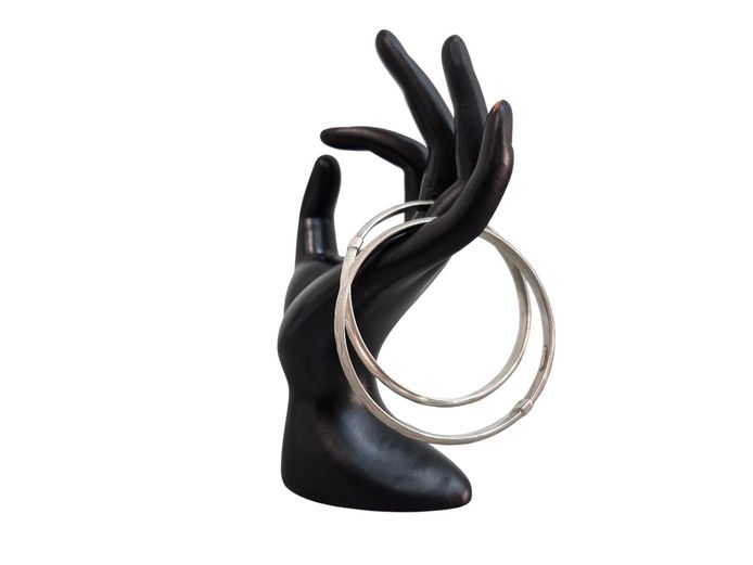 Sterling Silver Pair of Engraved Hinged Bangles