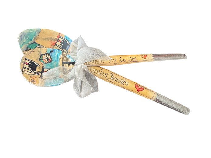 Decorative Hand-Painted Metal Serving Spoon Set